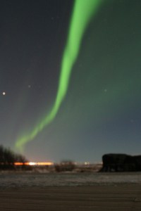 The Norther Lights, as seen just after sunset from the decking of the house I stayed at.